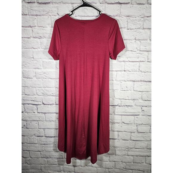LulaRoe Carly Women's High Low Dress Wine/Maroon Size XS T Shirt Dress - Picture 3 of 5